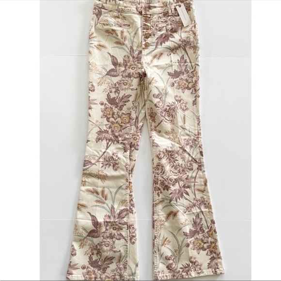 Anthro | Pilcro High-Rise Trouser Bootcut in Rose Floral, Sz 28 ♥ NWT - Picture 2 of 9
